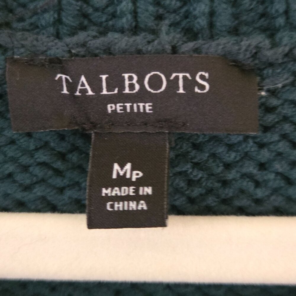 Talbots Fairisle Green Textured Cotton Knit Sweater Size Mp - Picture 5 of 6